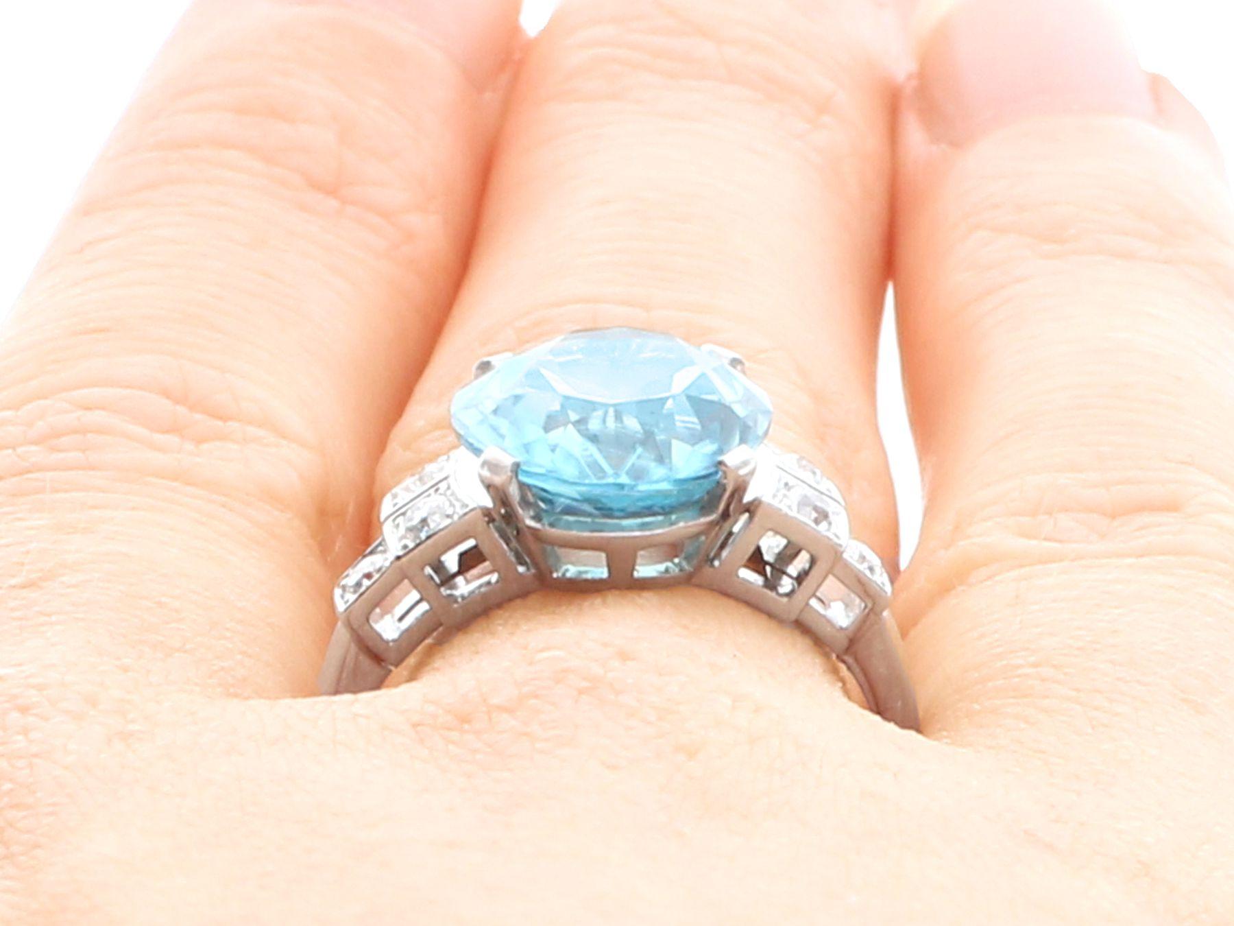 Vintage 9.82 Carat High Zircon and Diamond Platinum Engagement Ring For Sale 2