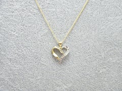 Vintage 9ct Gold 0.25 Cttw Diamond Heart Pendant Necklace Curb Chain 375 20 Inch