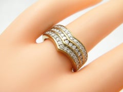 Vintage 9ct Gold 1.25 Cttw Diamond Wishbone Keeper Ring 375 Purity