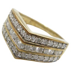 Used 9ct Gold 1.25 Cttw Diamond Wishbone Keeper Ring 375 Purity
