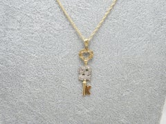 Vintage 9ct Gold 18 Key Diamond Paste Birthday Pendant Necklace Rope 375 18 Inch