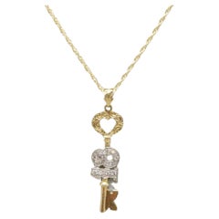 Retro 9ct Gold 18 Key Diamond Paste Birthday Pendant Necklace Rope 375 18 Inch