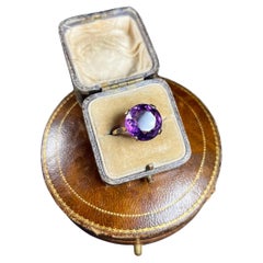Vintage 9ct Gold 1940’s Faceted Amethyst Cocktail Ring