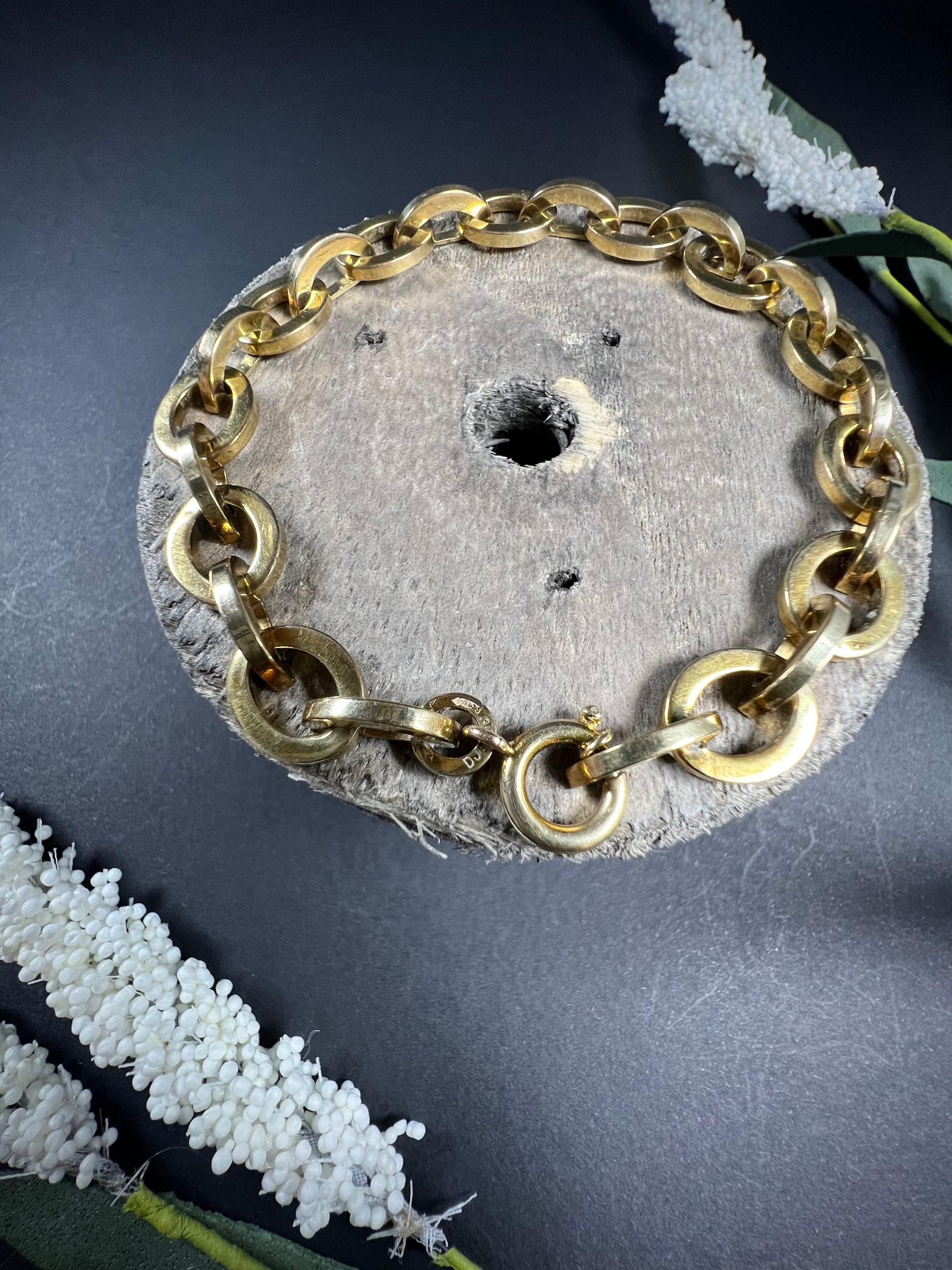 Vintage 9ct Gold 1940’s Fancy Oval Link Chain Bracelet For Sale 7