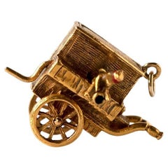 Vintage 9ct Gold 1960s Organ Grinder's Monkey Charm Necklace