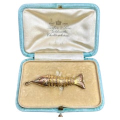 Vintage 9ct Gold, 1970s Large Articulated Lucky Fish Pendant Charm