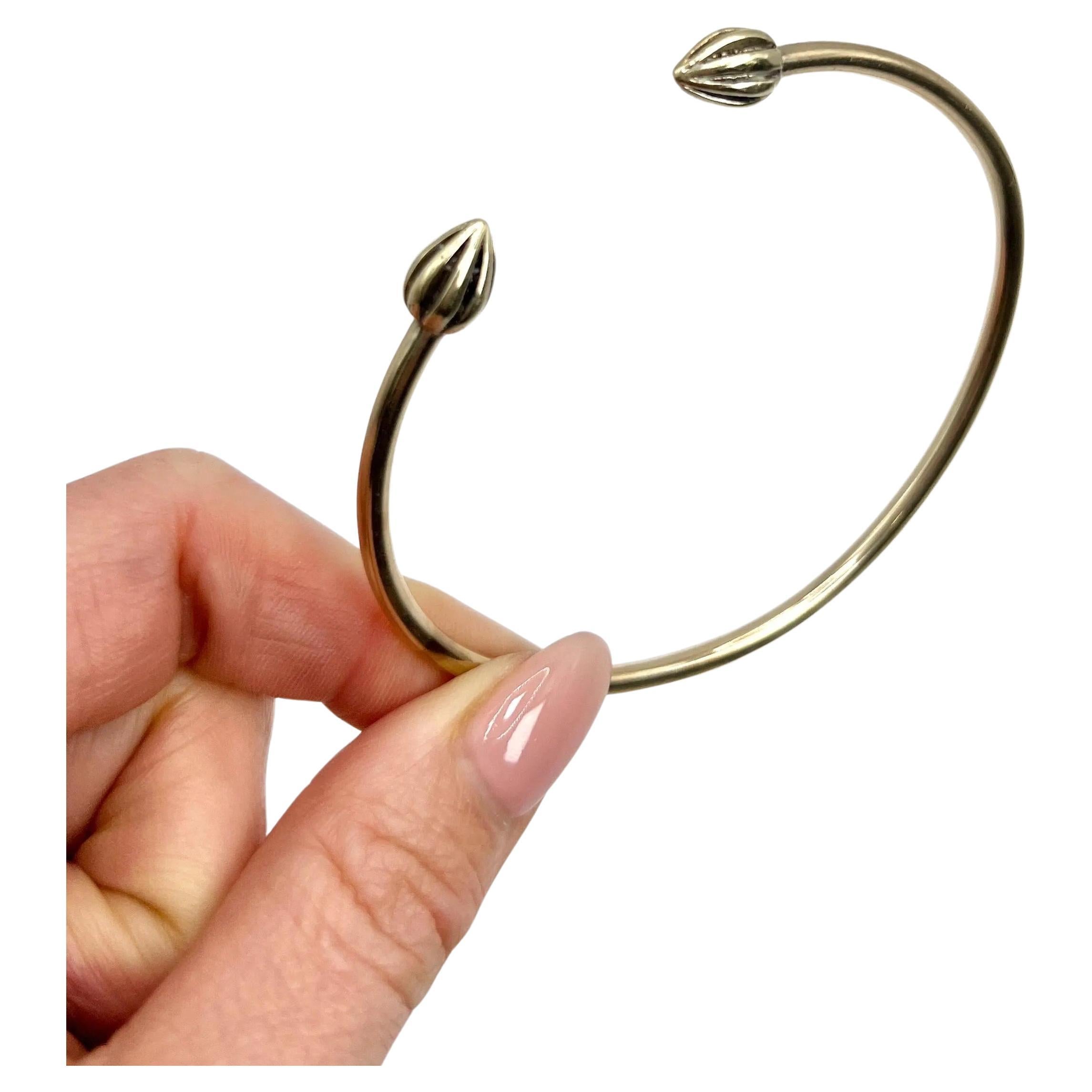 Vintage 9ct Gold, 1990er Jahre Fackel-Armreif, Vintage Gold Tulpe, Cocoa Pod-Armband
