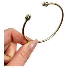 Vintage 9ct Gold, 1990er Jahre Fackel-Armreif, Vintage Gold Tulpe, Cocoa Pod-Armband