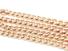 Vintage 9ct Gold 20" Curb Link Watch Chain Necklace w/ Sliding Bar & 2 Dog Clip