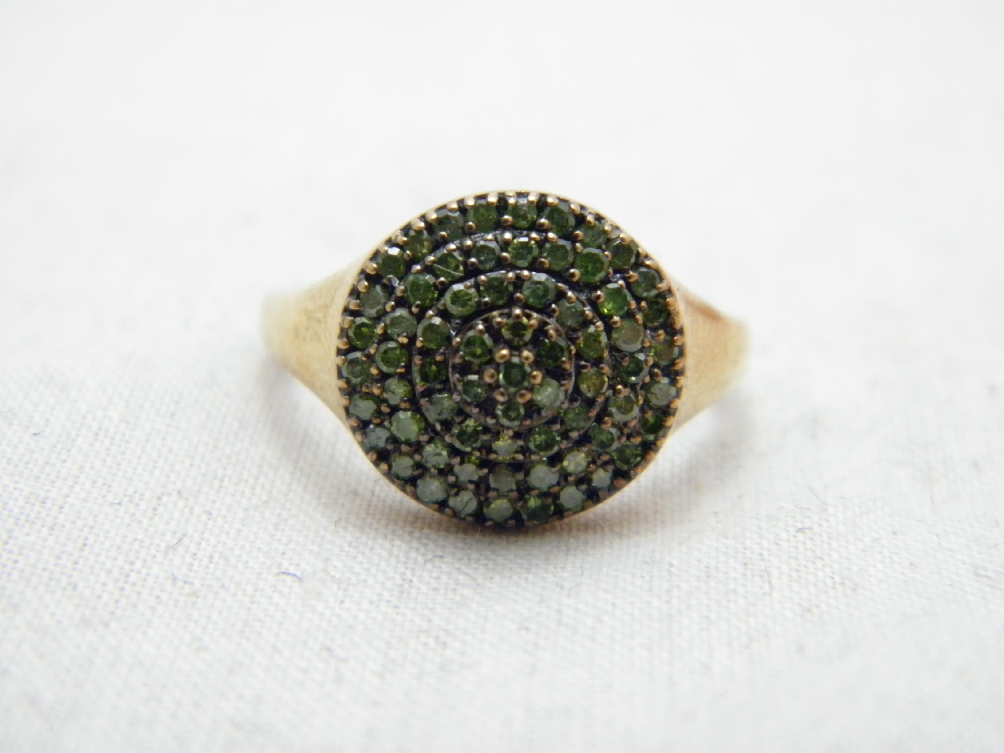 Art Deco Vintage 9ct Gold Alexandrite Cluster Statement Ring Size P1/2 8 375 Purity Heavy For Sale