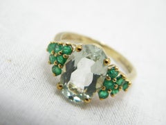 Vintage 9ct Gold Amethyst Diopside Cluster Statement Ring 375