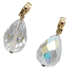 Vintage 9ct Gold Aurora Borealis Dangle Drop Earrings 375 Purity, Mystic Topaz