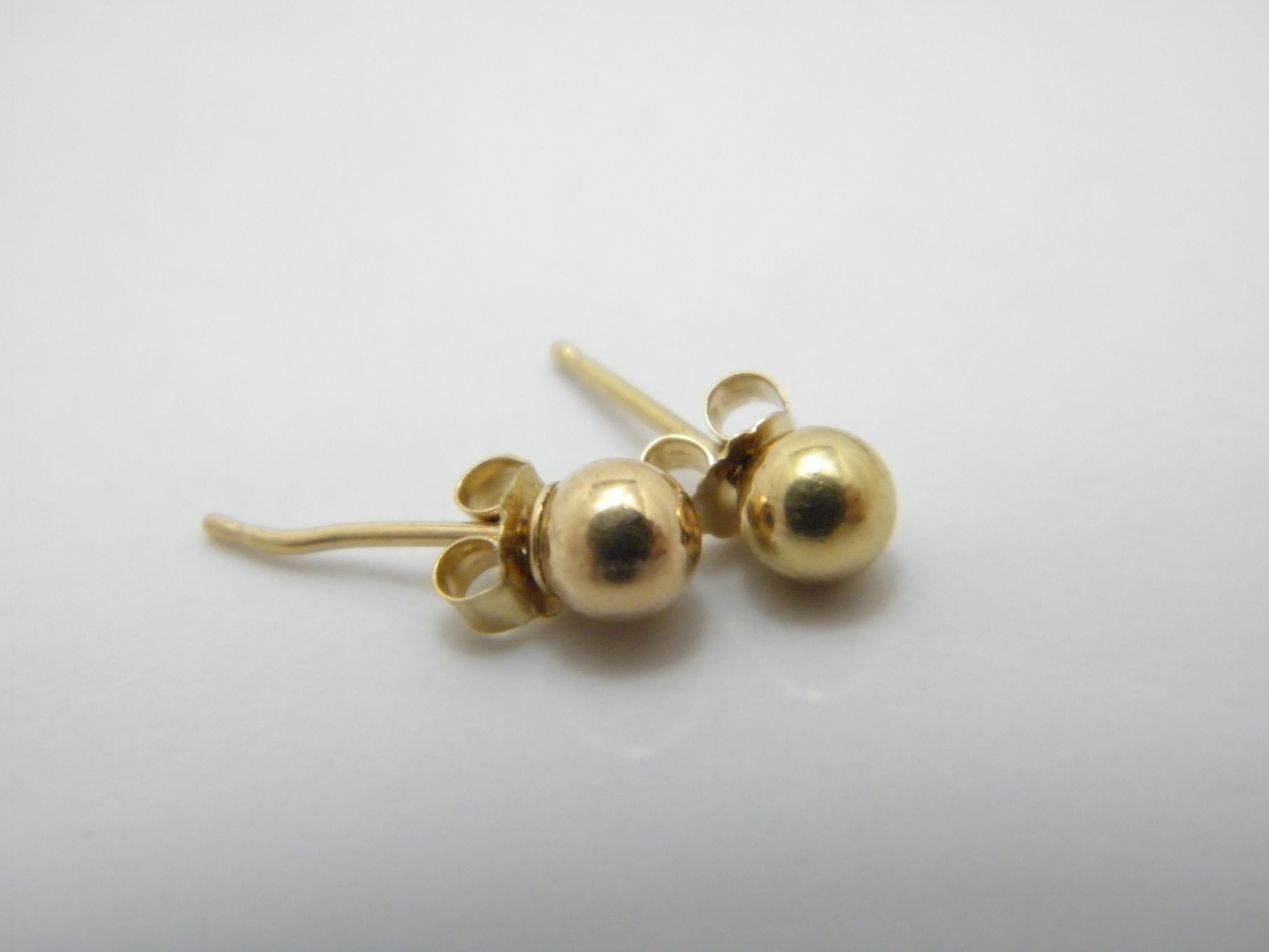 Vintage 9ct Gold Ball Stud Earrings 375 Purity VGC For Sale 5