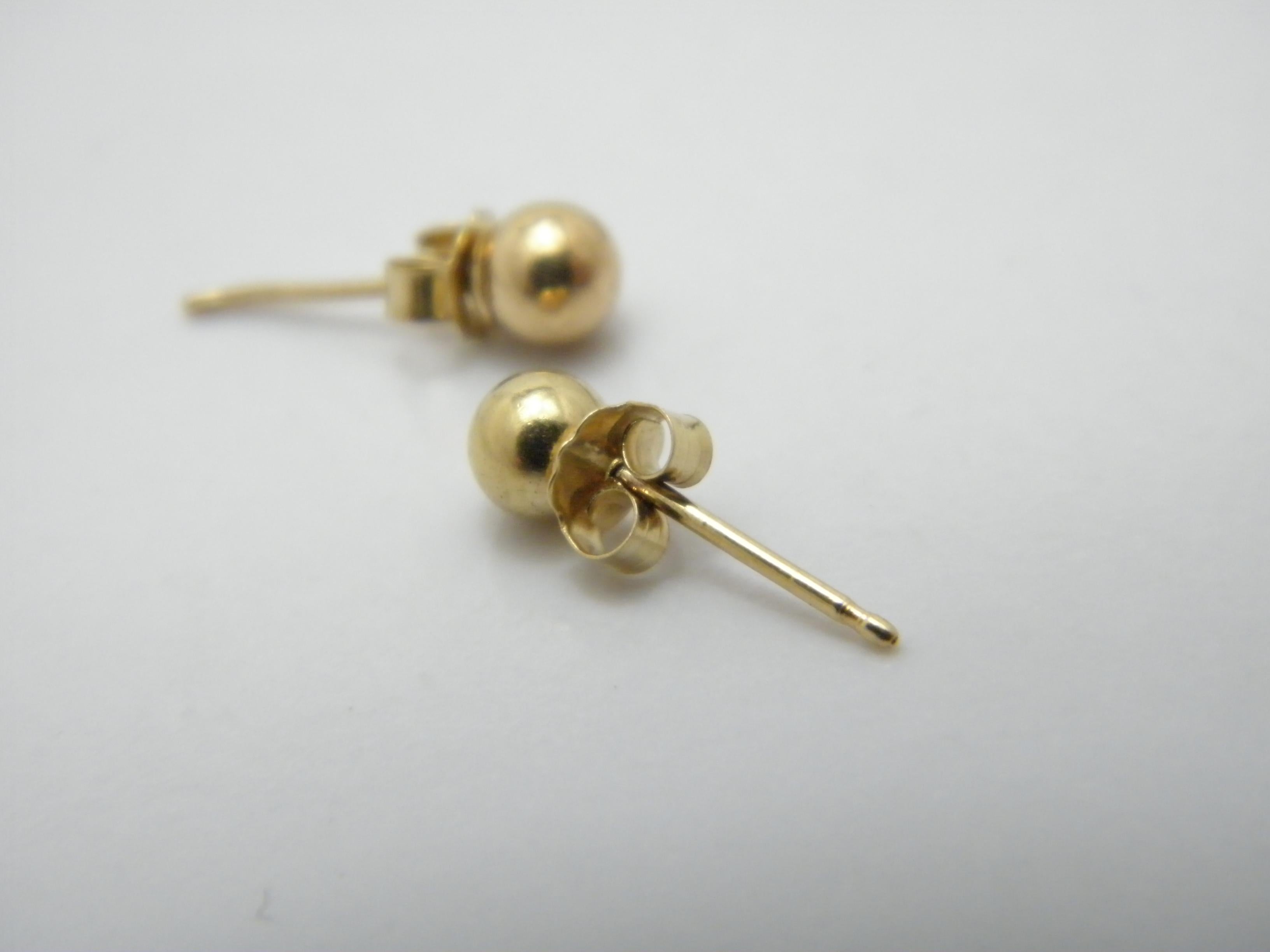Vintage 9ct Gold Ball Stud Earrings 375 Purity VGC For Sale 2