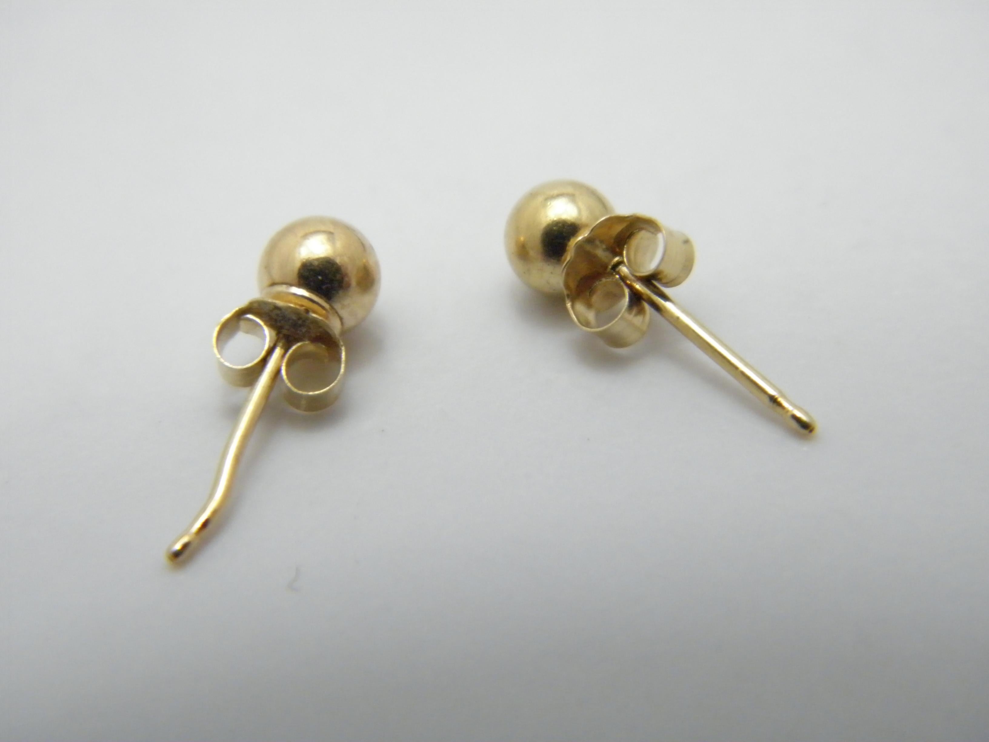 Vintage 9ct Gold Ball Stud Earrings 375 Purity VGC For Sale 3