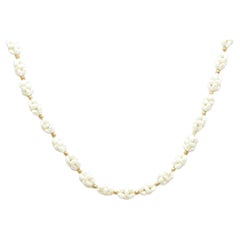 Retro 9ct Gold Baroque Pearl Cluster Necklace Chain Choker 375 Purity 19 Inch