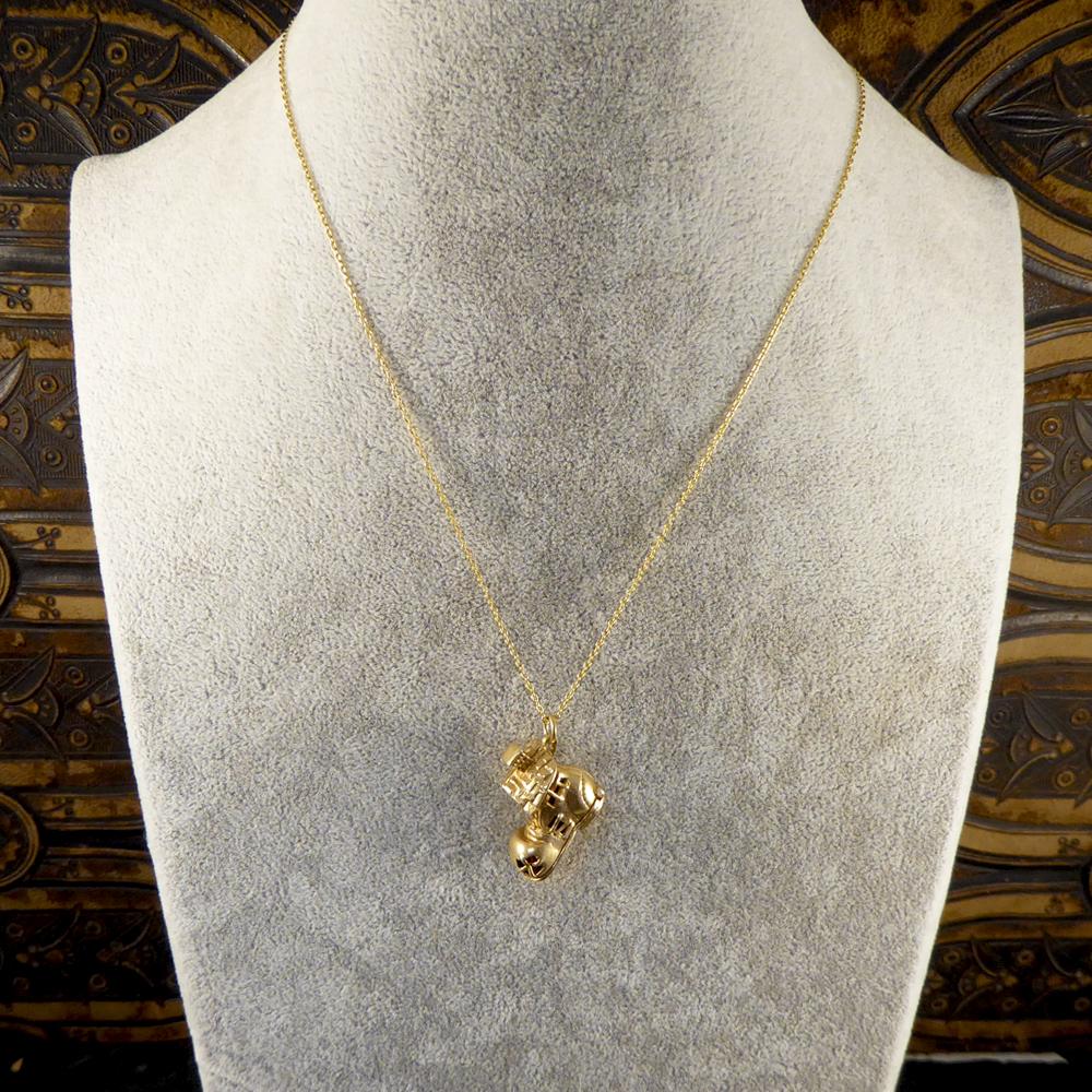 Vintage 9 Carat Gold Boot Charm with a Hidden Rhyme Scene Inside 3