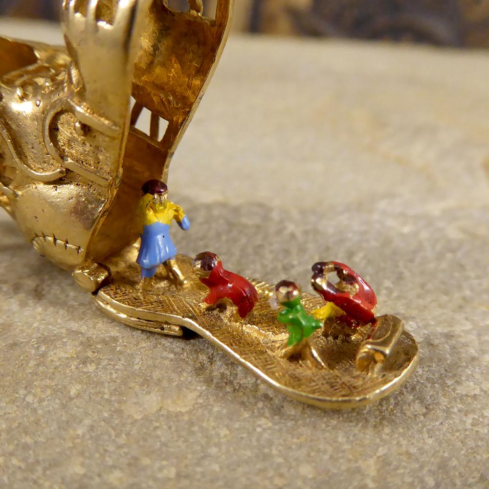 Women's or Men's Vintage 9 Carat Gold Boot Charm with a Hidden Rhyme Scene Inside