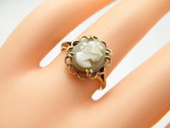 Vintage 9ct Gold Cameo Signet Ring Size M1/2 6.5 375 Purity Heavy Hardstone