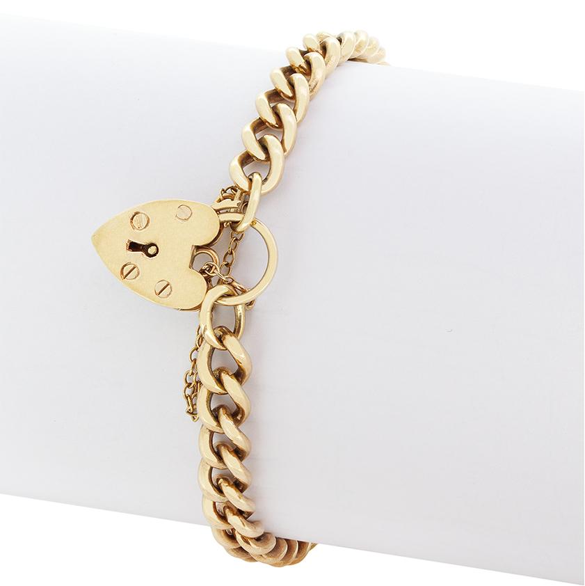 Victorian Vintage 9ct Gold Chain Bracelet, hallmarked 1988 For Sale