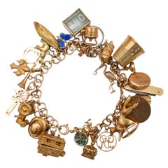 Vintage 9ct Gold Charm Bracelet, 1955 to 1971