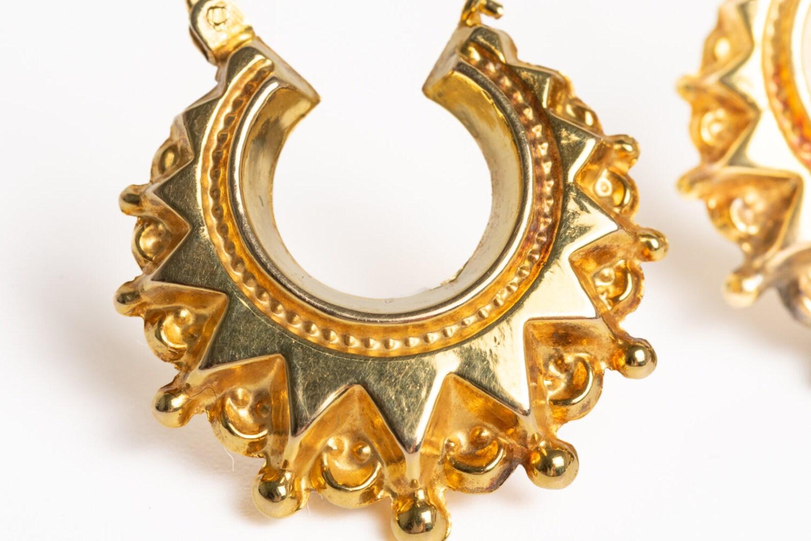 Vintage 9ct Gold Creole Style Hoop Earrings 1