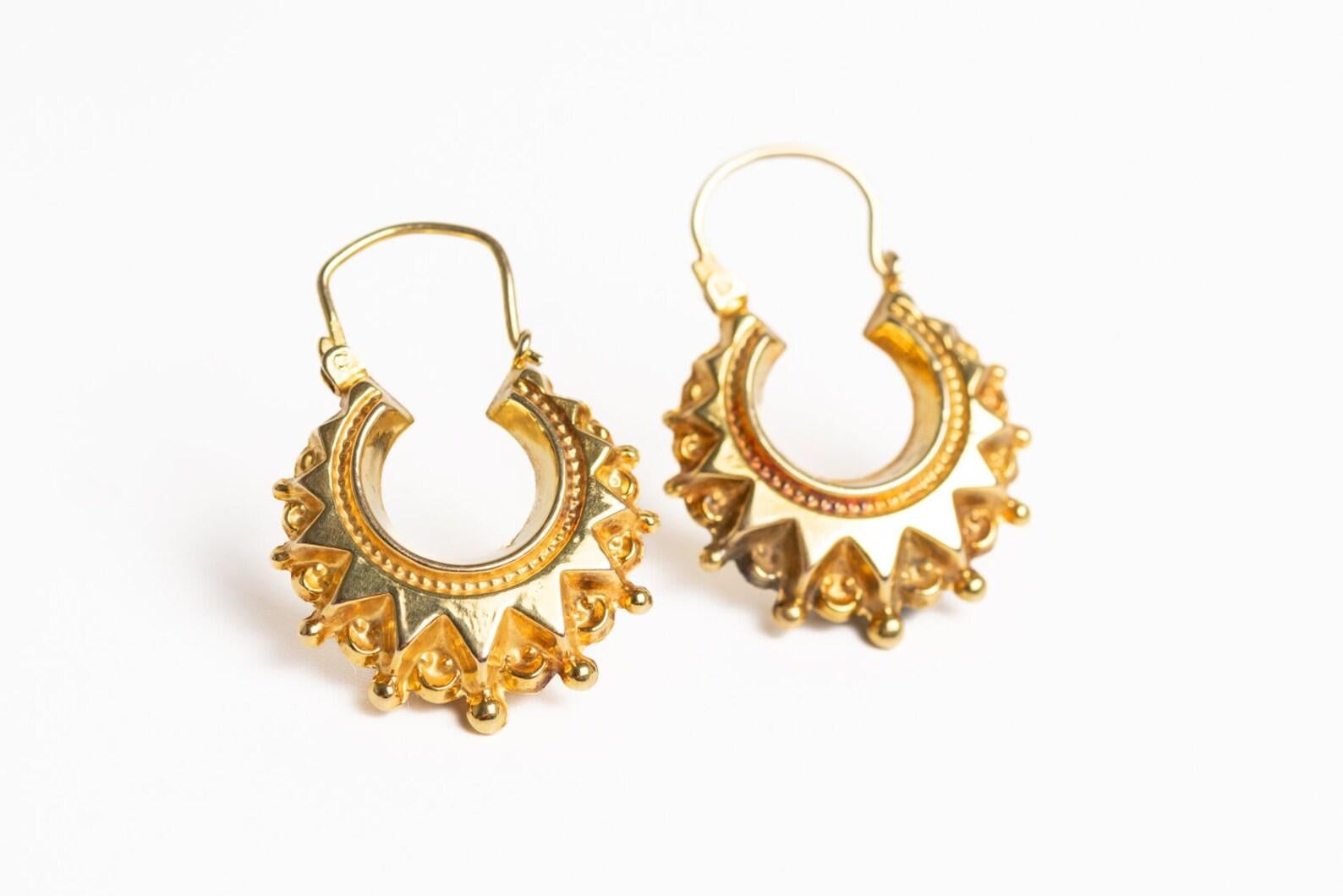 Vintage 9ct Gold Creole Style Hoop Earrings 2