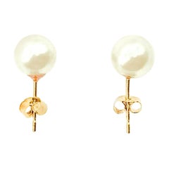 Pendientes vintage de perlas cultivadas de oro de 9 ct años 80