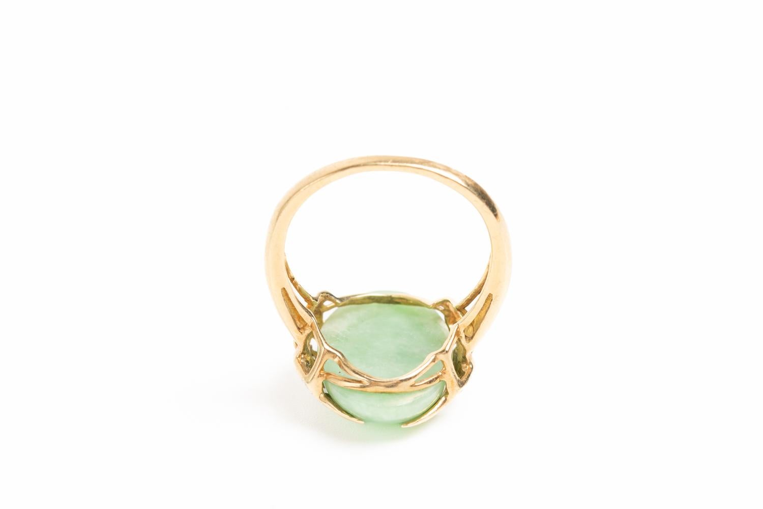 Women's or Men's Vintage 9ct Gold Diamond and Jade Ring
