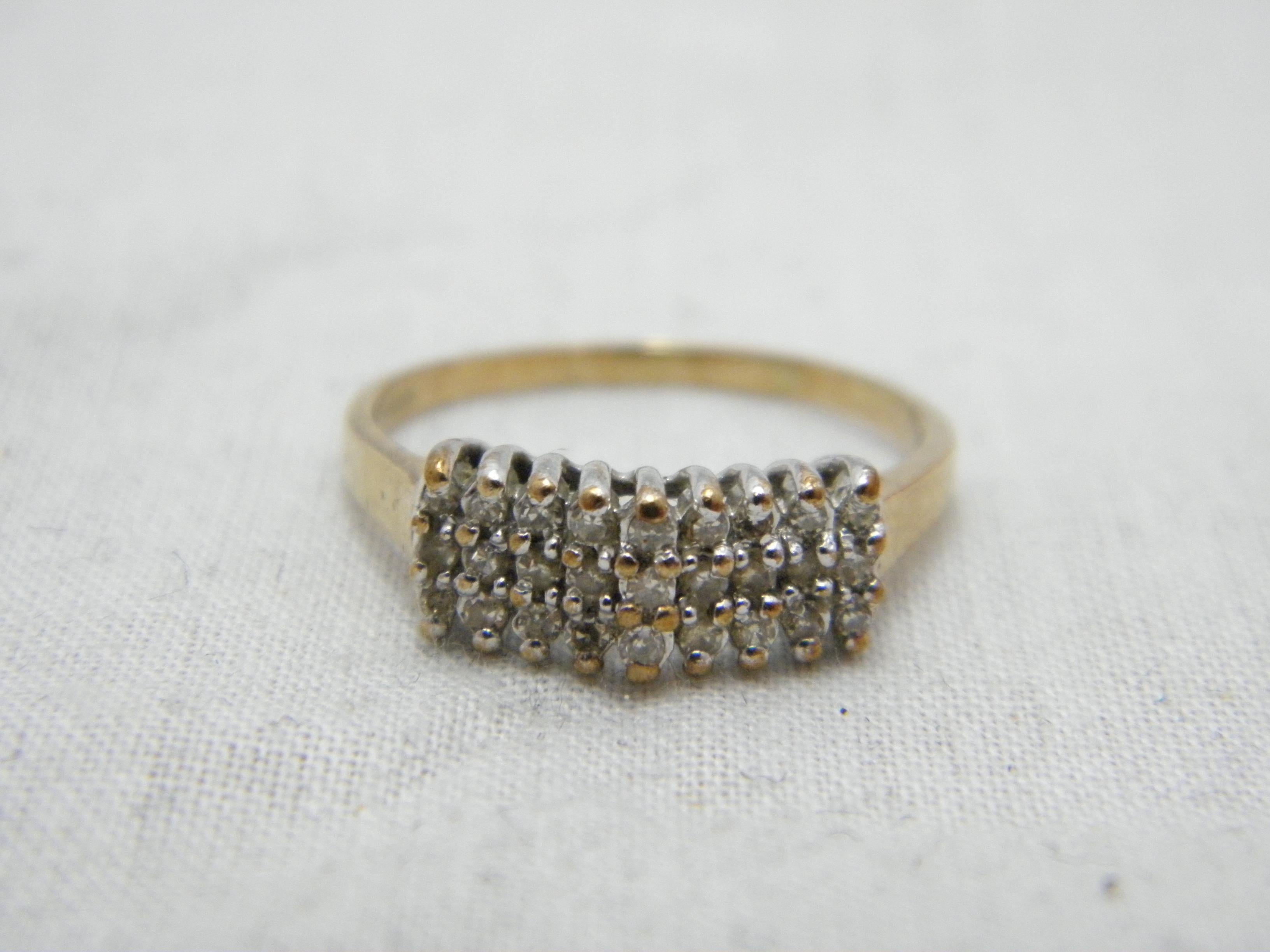 Art Deco Vintage 9ct Gold Diamond Cluster Gallery Keeper Ring 375 Purity Size Q1/2 8.5