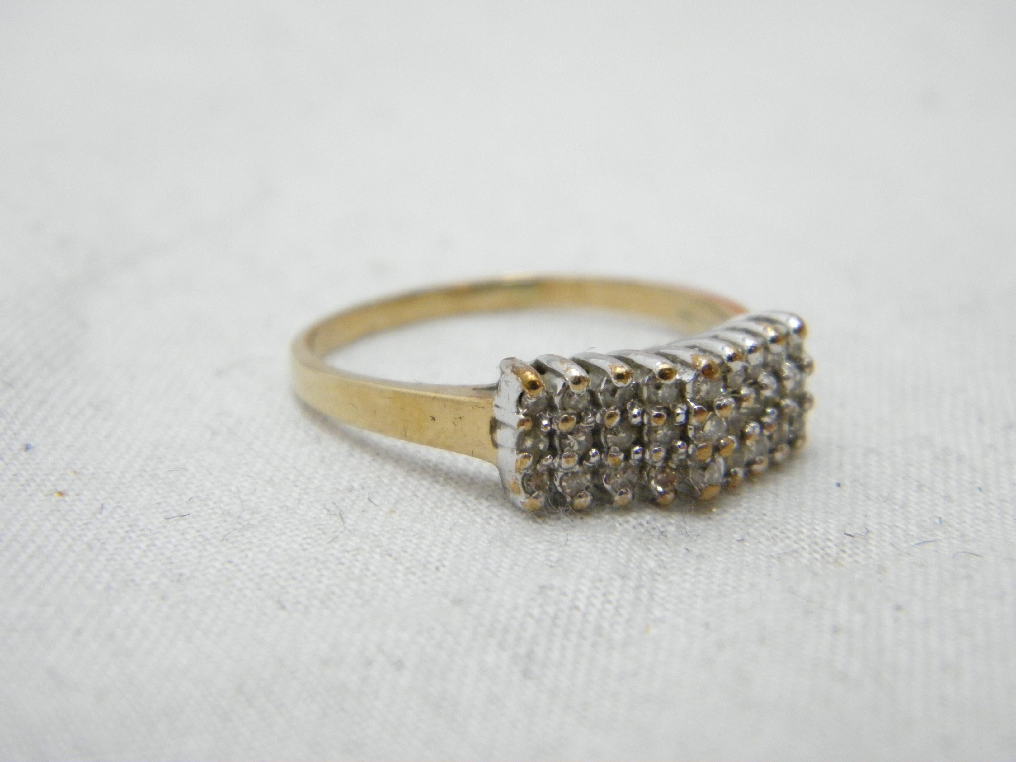 Marquise Cut Vintage 9ct Gold Diamond Cluster Gallery Keeper Ring 375 Purity Size Q1/2 8.5