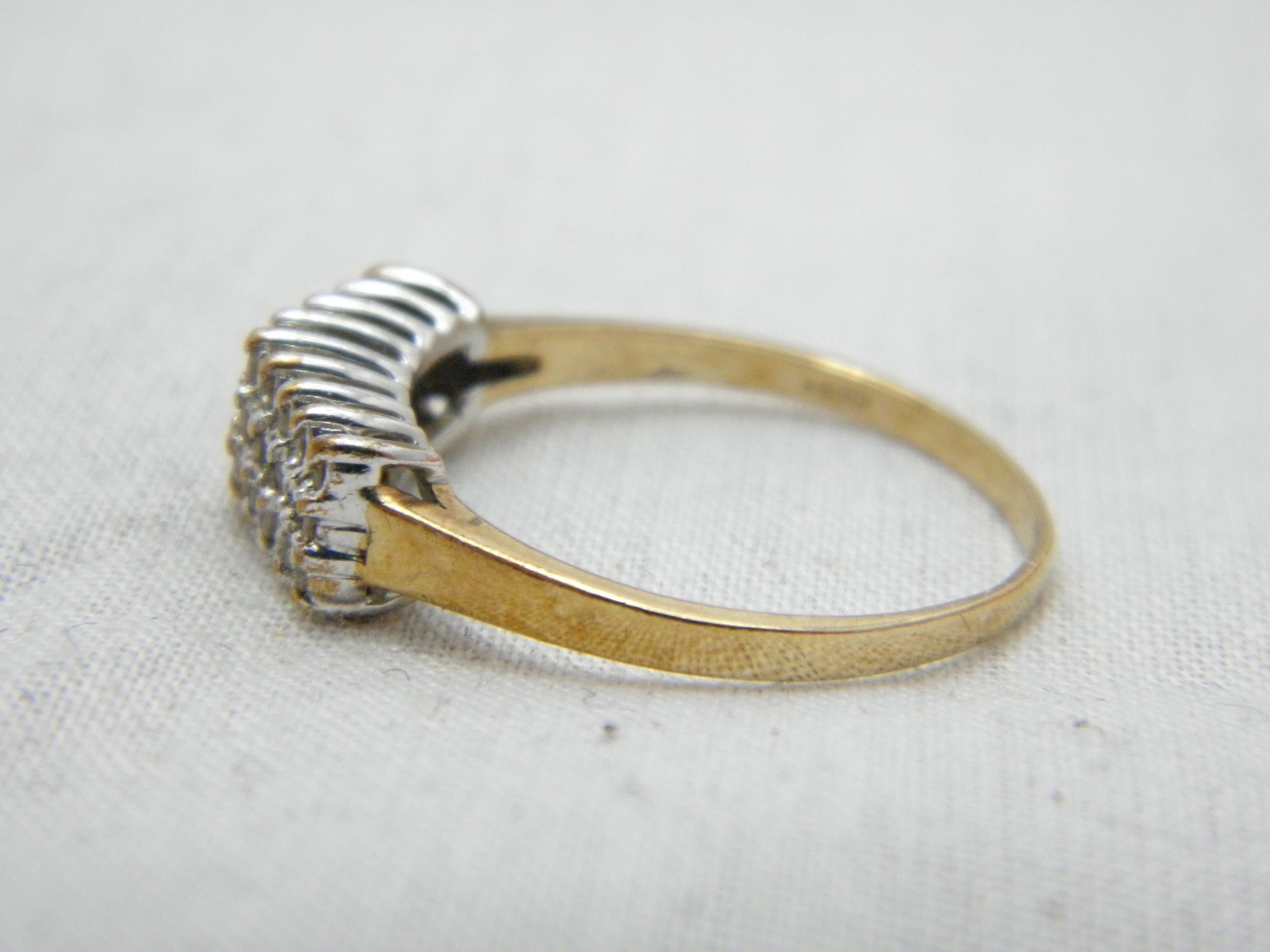 Vintage 9ct Gold Diamond Cluster Gallery Keeper Ring 375 Purity Size Q1/2 8.5 In Good Condition In Camelford, GB
