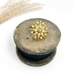 Vintage 9ct Gold Diamond & Seed Pearl Star Brooch/Pendant Hallmarked London 1965