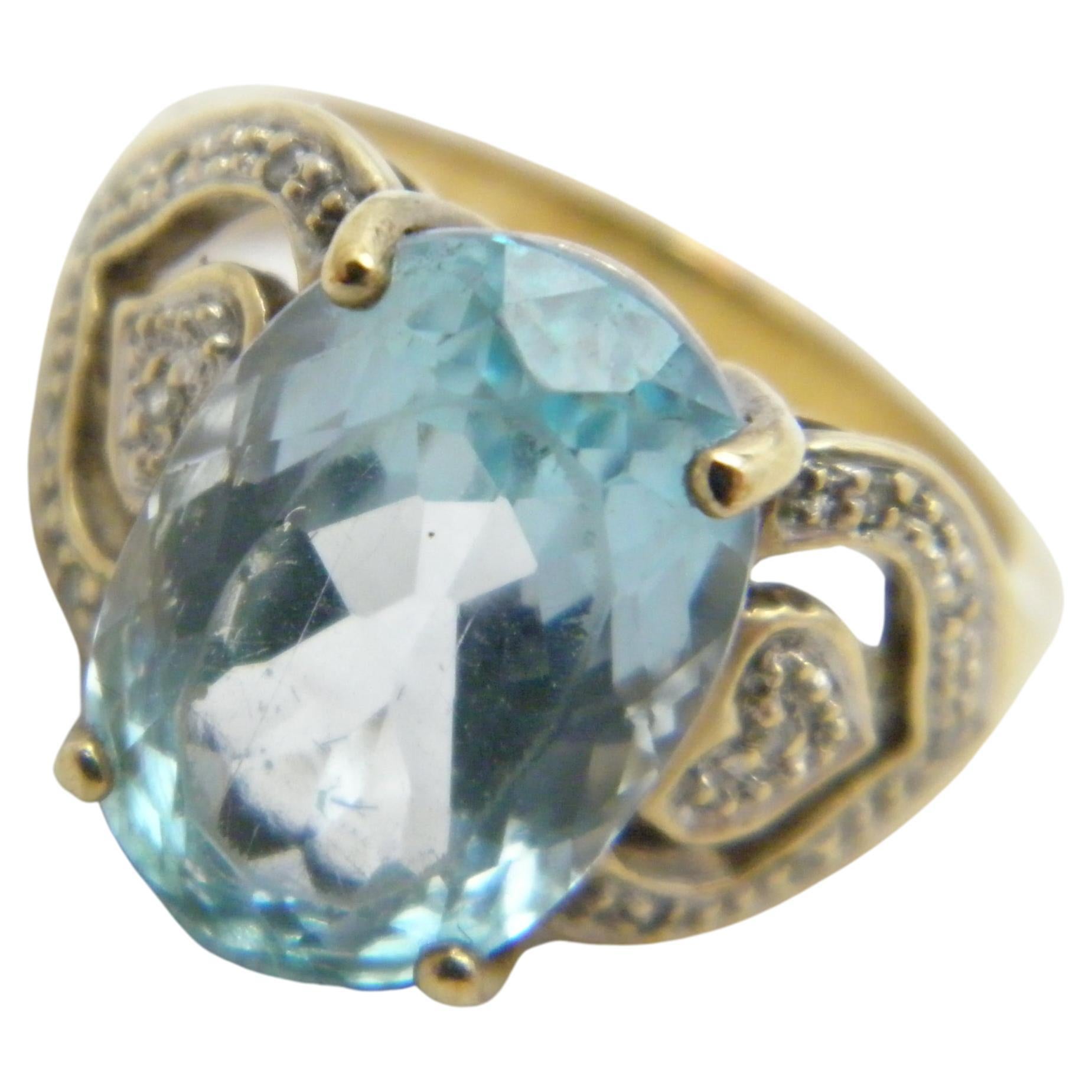 Santorini Blue and White Tile Golden Statement Ring main image 0