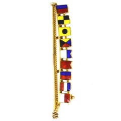 Vintage 9ct Gold & Enamel Nautical Signal Flag Brooch spelling Elizabeth, 1970s