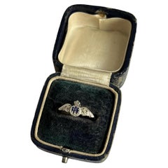Vintage 9ct Gold, Enamel RAF and Diamond Ring, Circa 1940s