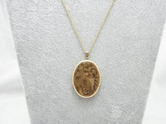 Vintage 9ct Gold Enormous Floral Locket Pendant Necklace Belcher Chain 20 Inch