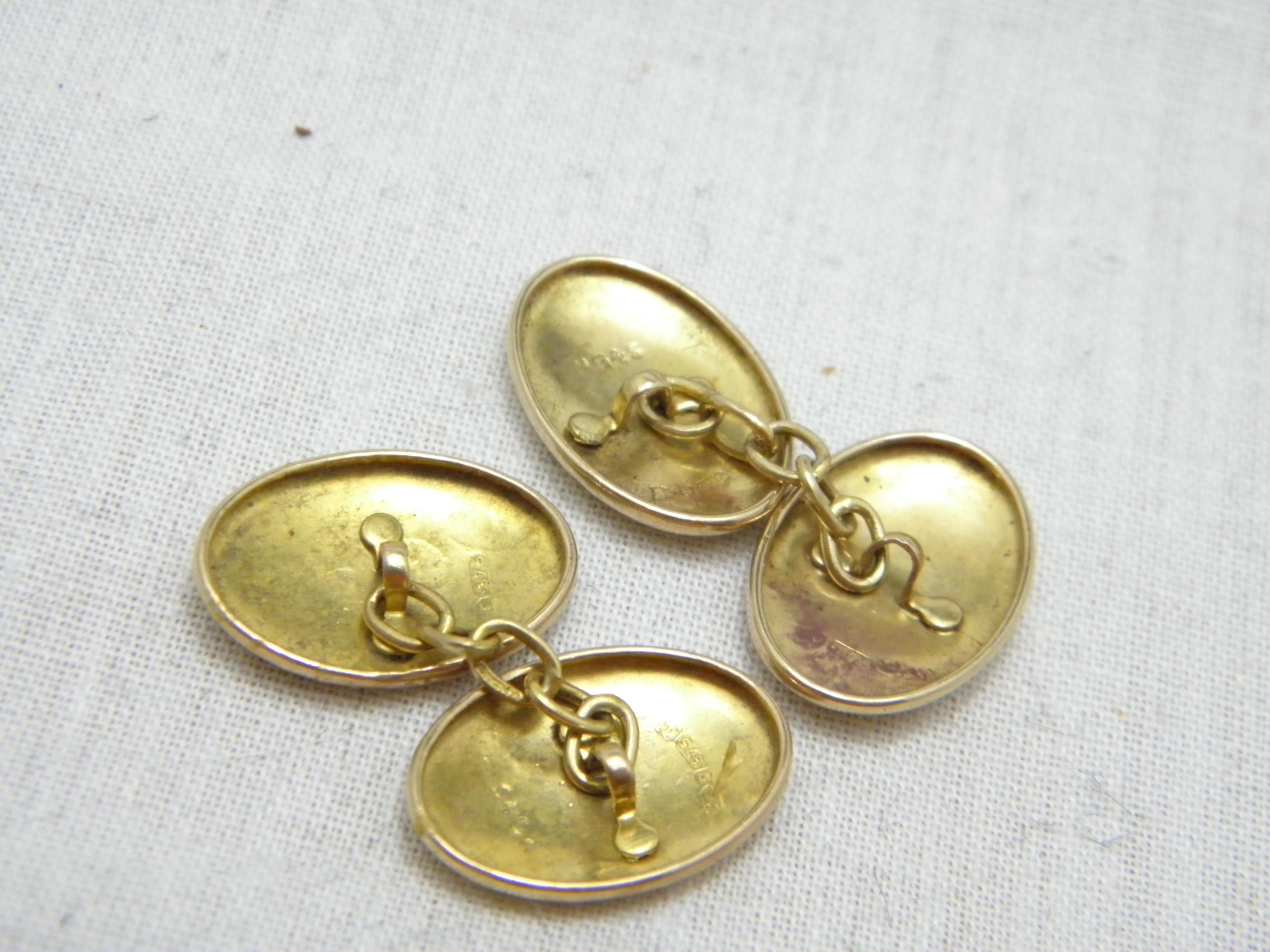 Vintage 9ct Gold Gents Cufflinks 375 Purity Art Deco Heavy Cuff Links HG&S In Good Condition In Camelford, GB