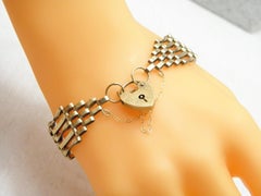 Vintage 9ct Gold Heavy 5 Bar Gate Padlock Bracelet 375 Purity Thick ASJ