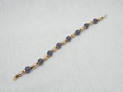 Vintage 9ct Gold Heavy Amethyst Bracelet 375 Purity Round Bead 9.9g
