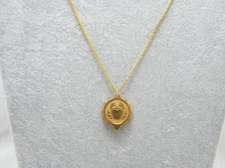 Vintage 9ct Gold Heavy Cancer Crab SOS Pendant Necklace Box Chain 375 ...