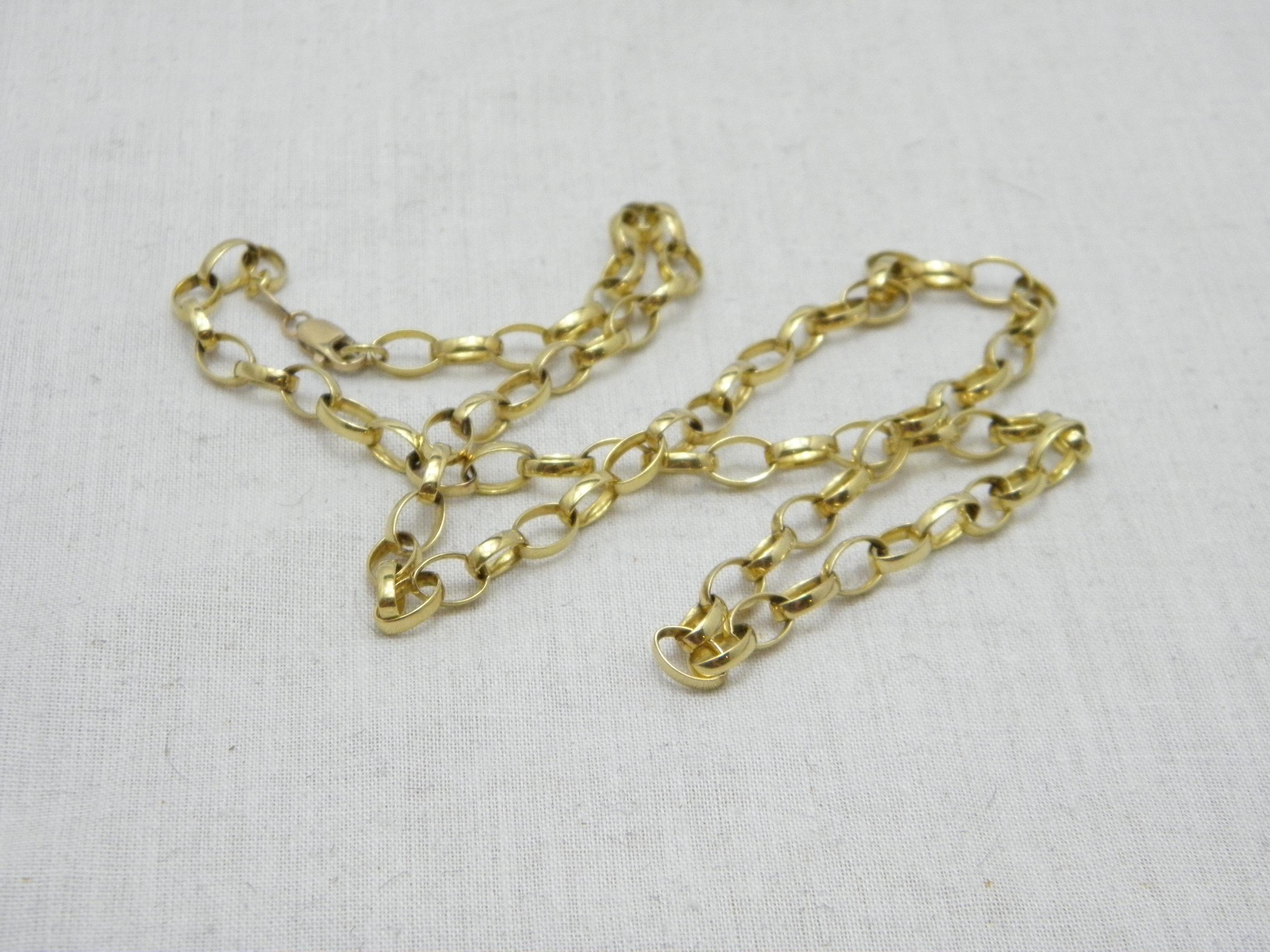 Vintage 9ct Gold Heavy Oval Belcher Necklace 20 Inch Chain 375 Purity 13.2g For Sale 3