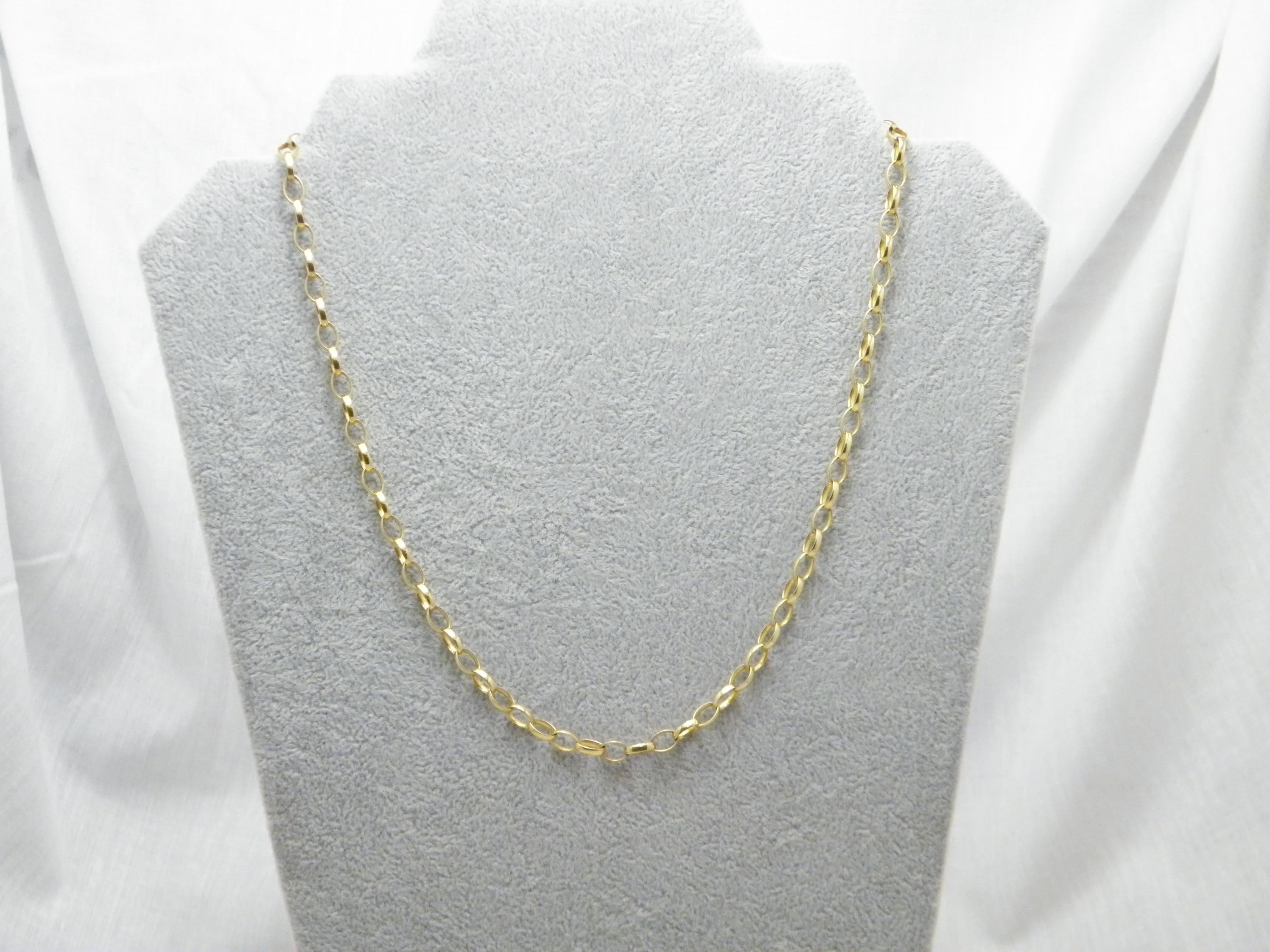 Contemporary Vintage 9ct Gold Heavy Oval Belcher Necklace 20 Inch Chain 375 Purity 13.2g For Sale