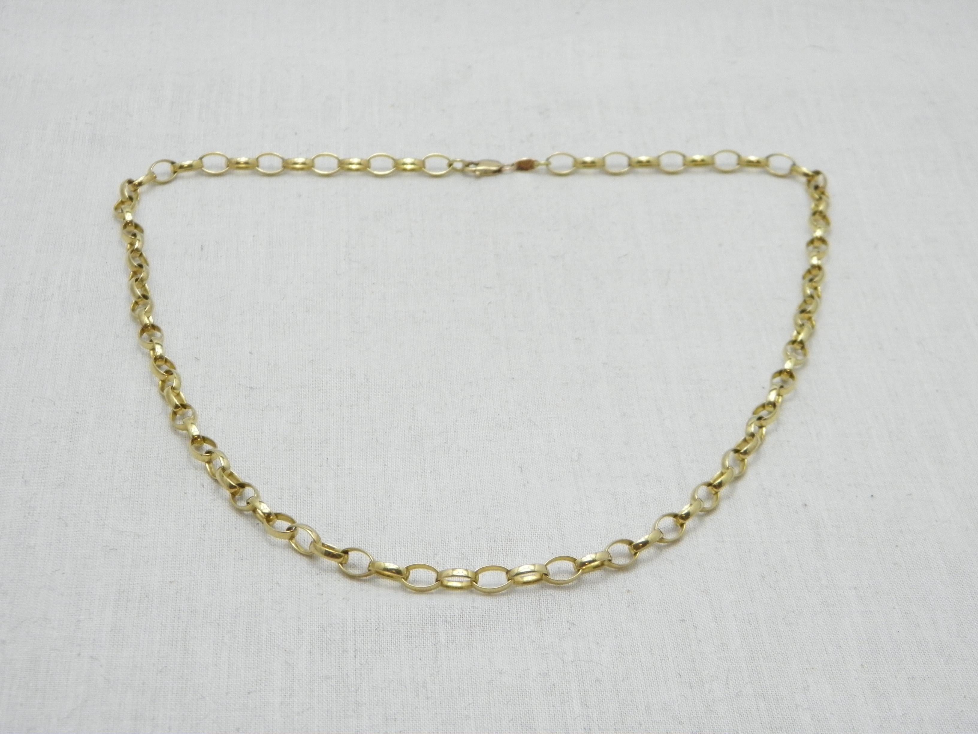 Vintage 9ct Gold Heavy Oval Belcher Necklace 20 Inch Chain 375 Purity 13.2g In Good Condition For Sale In Camelford, GB