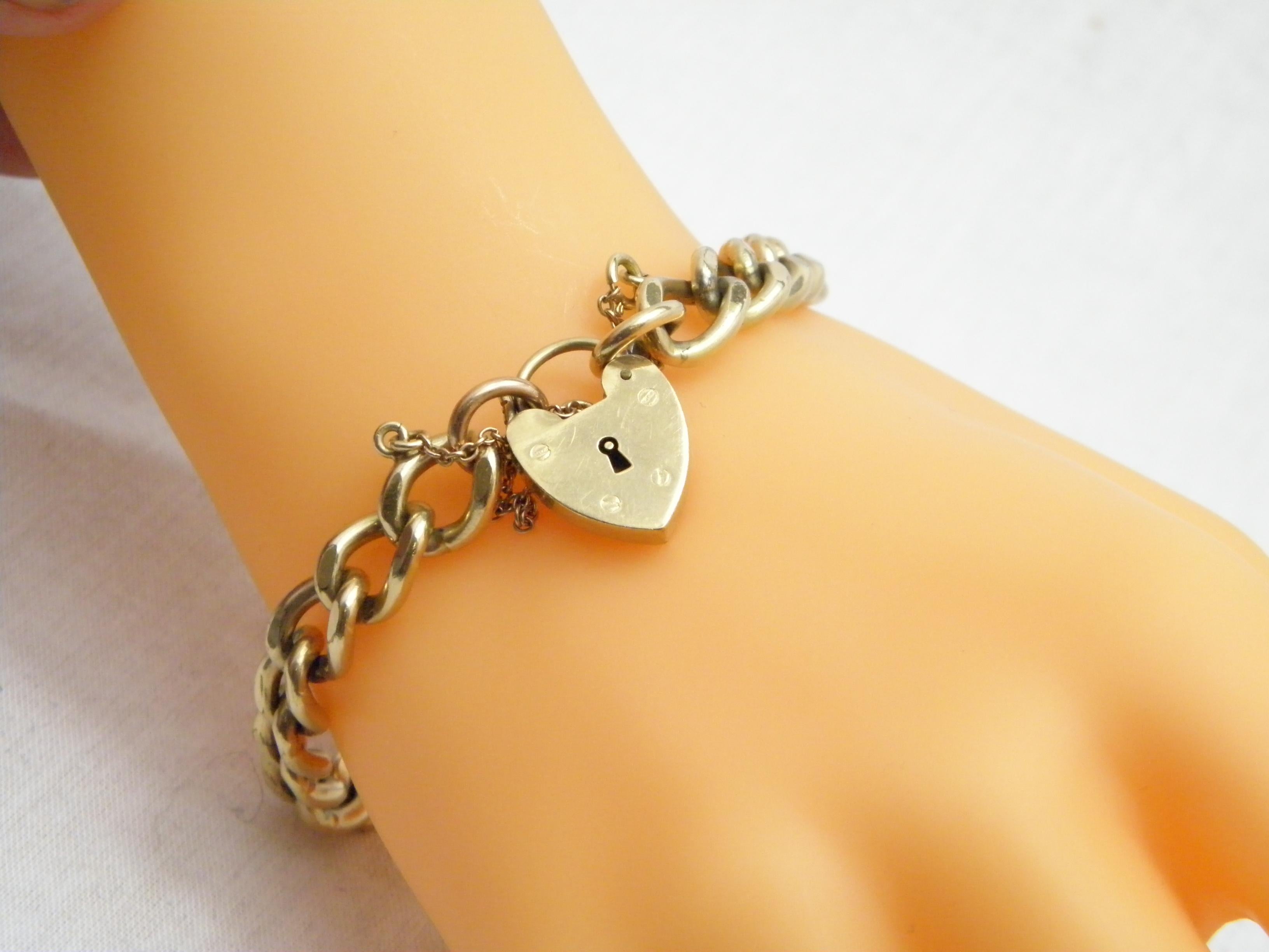 9 Karat Gold Schweres rundes geschwungenes Padlock-Armband 375 Reinheit Thick 24g im Angebot 5