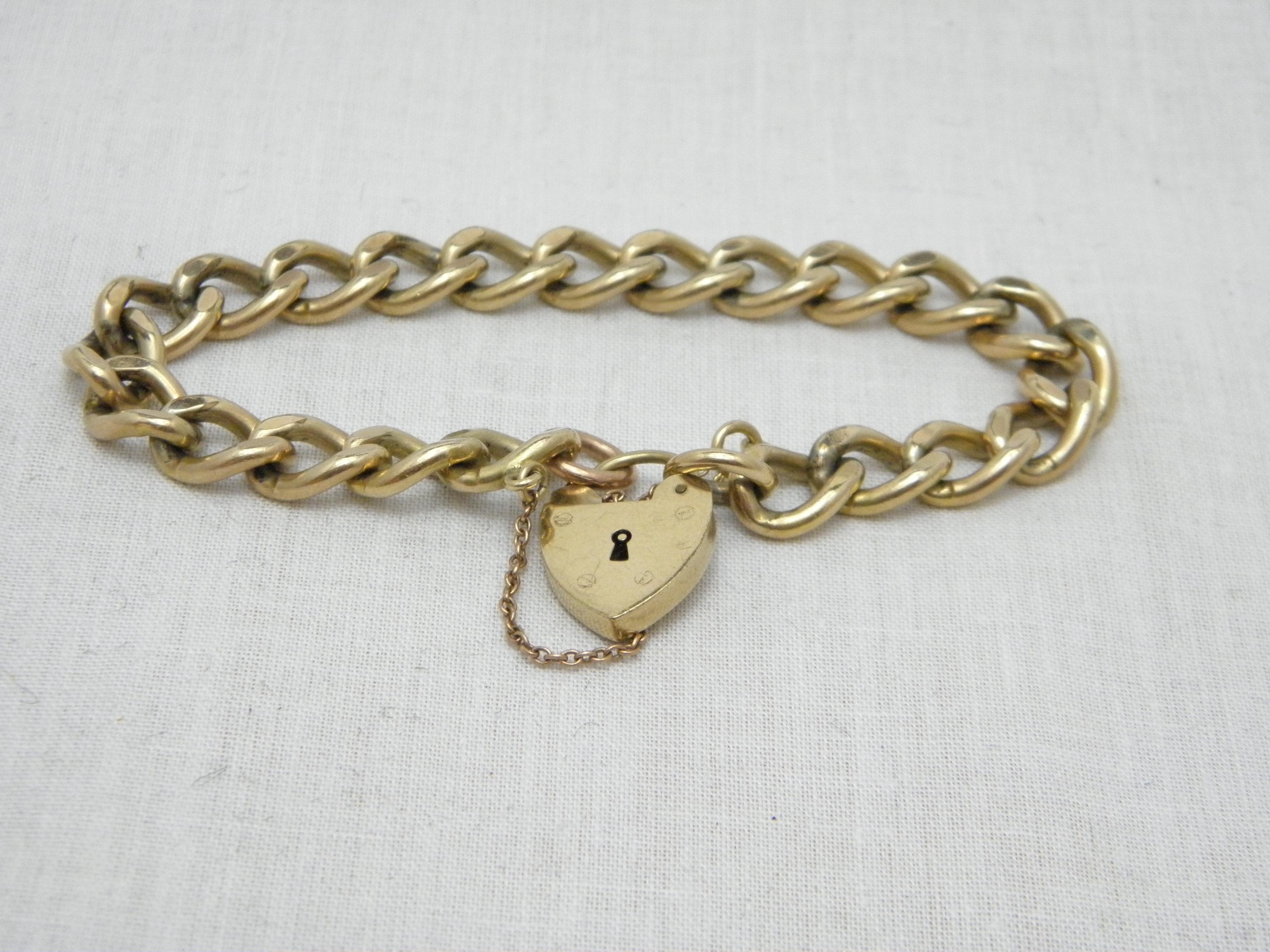 9 Karat Gold Schweres rundes geschwungenes Padlock-Armband 375 Reinheit Thick 24g im Angebot 2