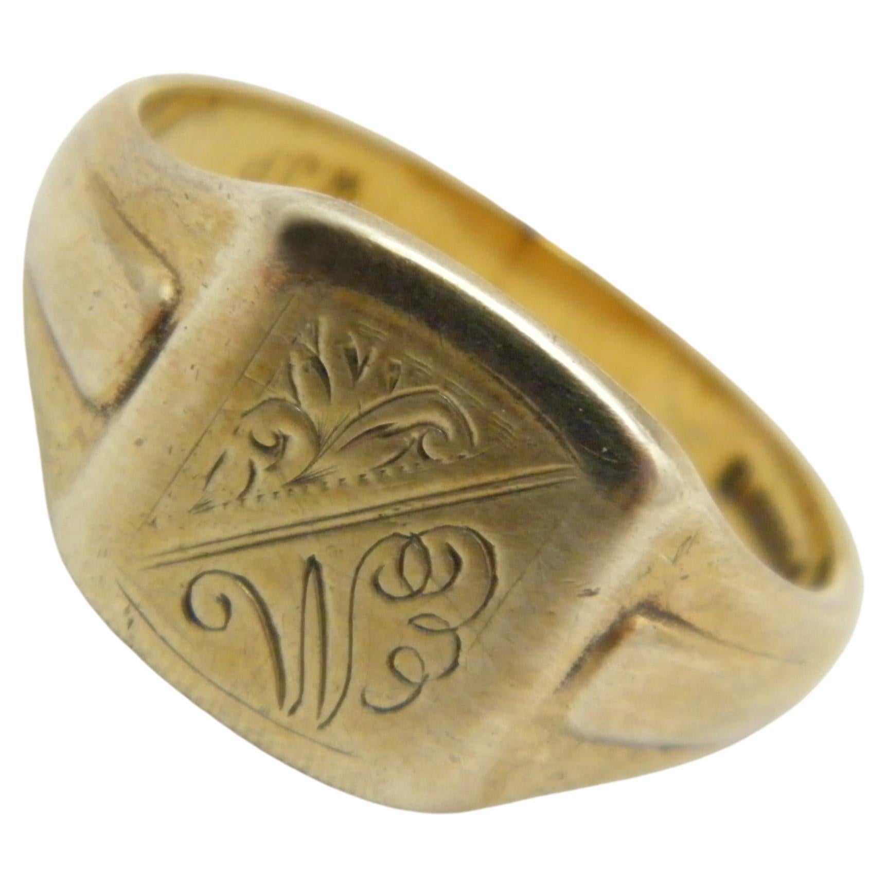 Vintage 9ct Gold Heavy Signet Ring 375 Purity Chester Assay 5.9g For Sale