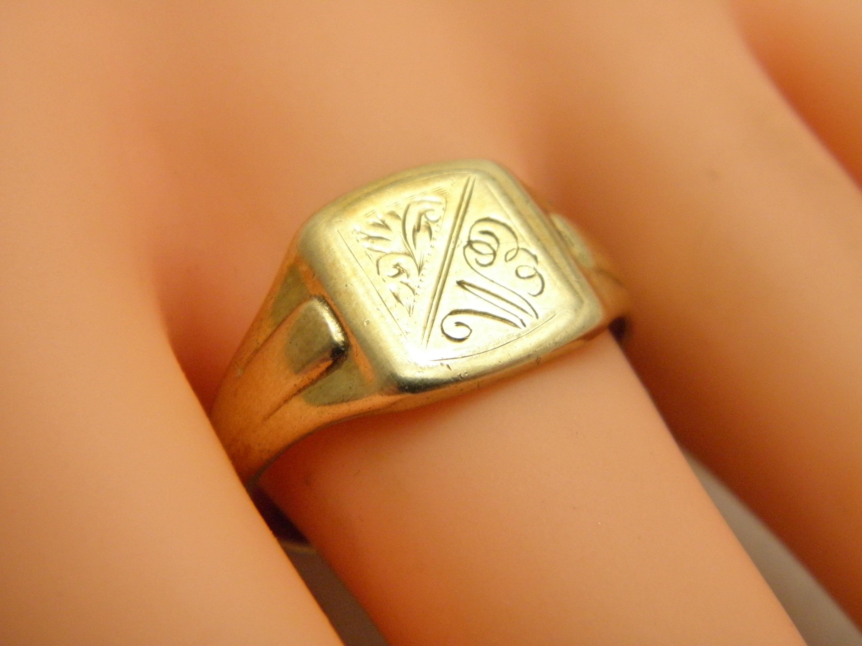 Vintage 9ct Gold schwerer Siegelring 375 Reinheit Chester Assay 5,9g im Angebot 5