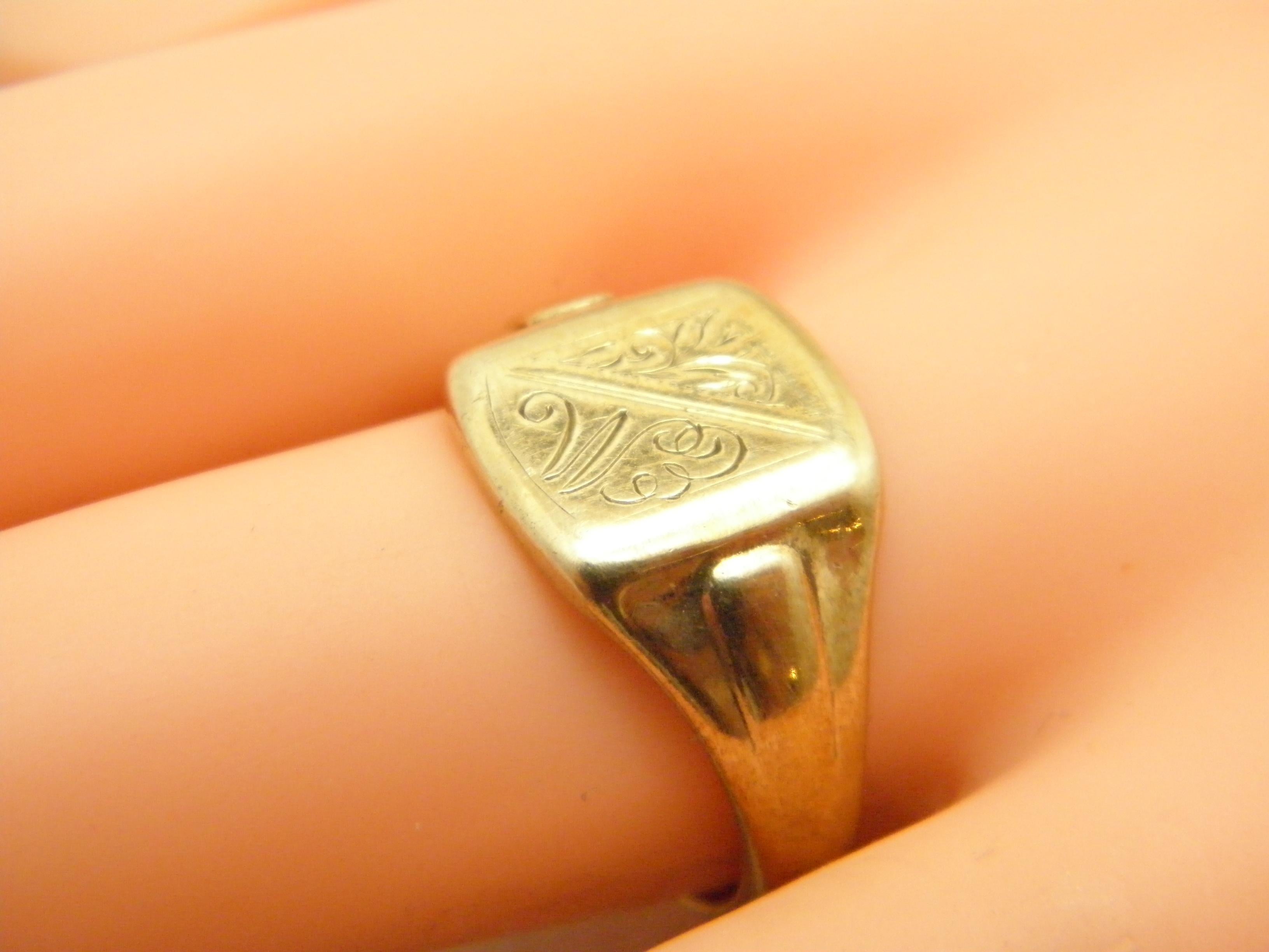 Vintage 9ct Gold schwerer Siegelring 375 Reinheit Chester Assay 5,9g im Angebot 6