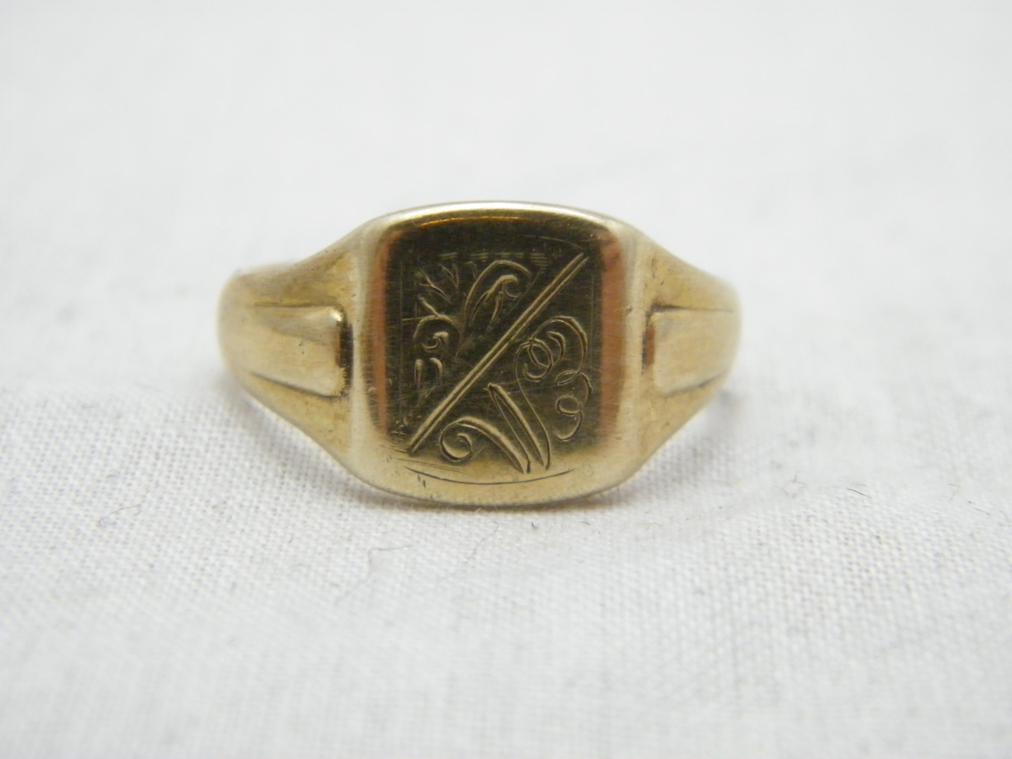 Vintage 9ct Gold schwerer Siegelring 375 Reinheit Chester Assay 5,9g (Art déco) im Angebot